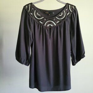 NWOT 3/4 Sleeve Black 100% Silk Blouse